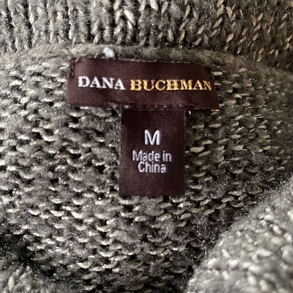 COPY - Dana Buchman gray/metallic silver wide shawl cowl collar sweater. Medium. - Picture 5 of 5